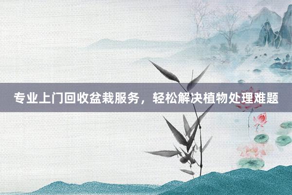 专业上门回收盆栽服务，轻松解决植物处理难题